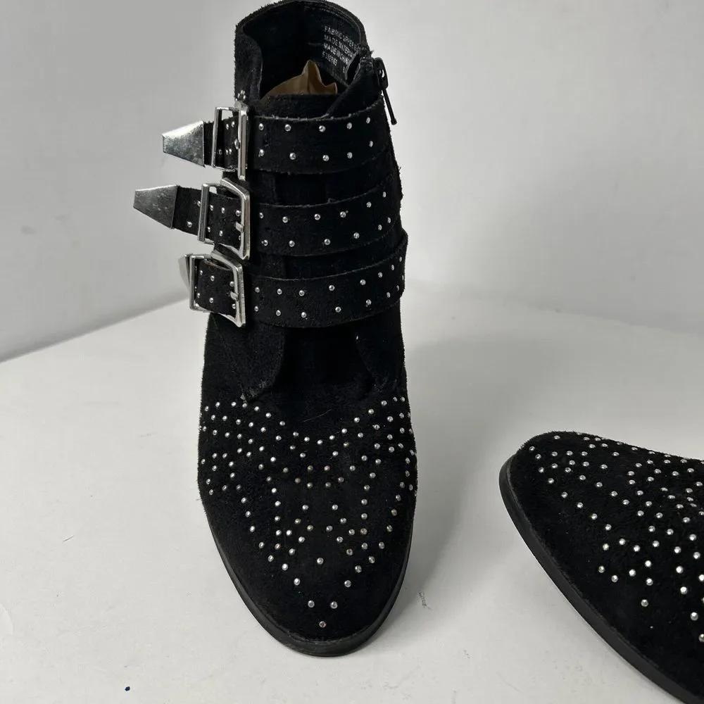 Women's  Diba True  Studded Black Leather Ankle Boots‎ Sz 8.5M EUC